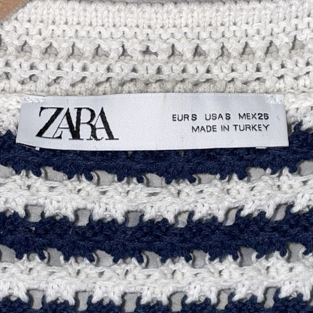 Zara Boho Striped Knit Crochet Coastal Grandma Nautical Cropped Cottagecore Vest - Picture 9 of 11